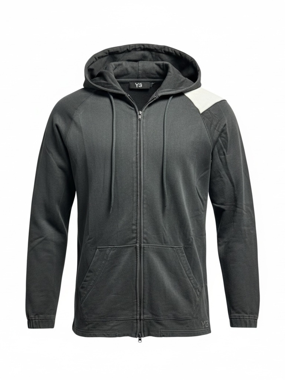 Y-3 Black Zip Hoodie with White Stripes